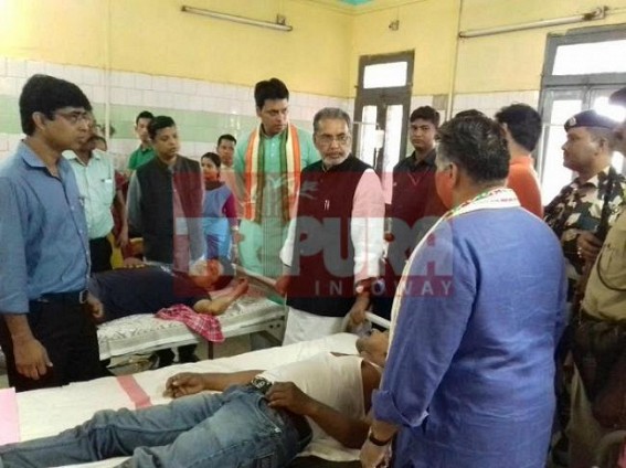 Central BJP Minister slams CPI-M : alleges a ‘shameful era under Manik Sarkar’ after meeting injured BJP suporters at GB Hospital Central BJP Minister slams CPI-M : alleges a ‘shameful era under Manik Sarkar’ after meeting injured BJP suporters at GB Hospital